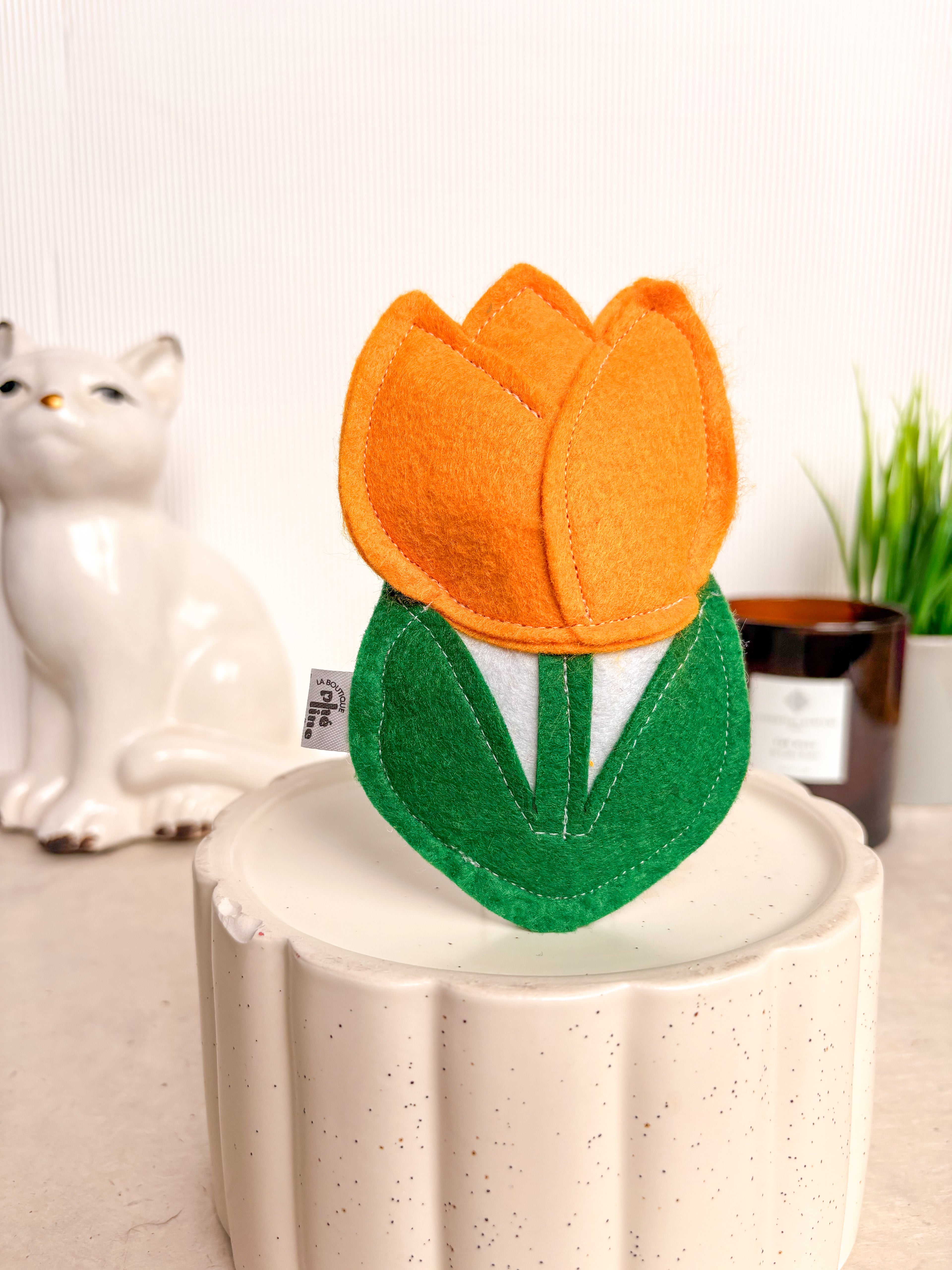Jouet tulipe pour chat collection ete vue de cote feutrine - La Boutique Pheline