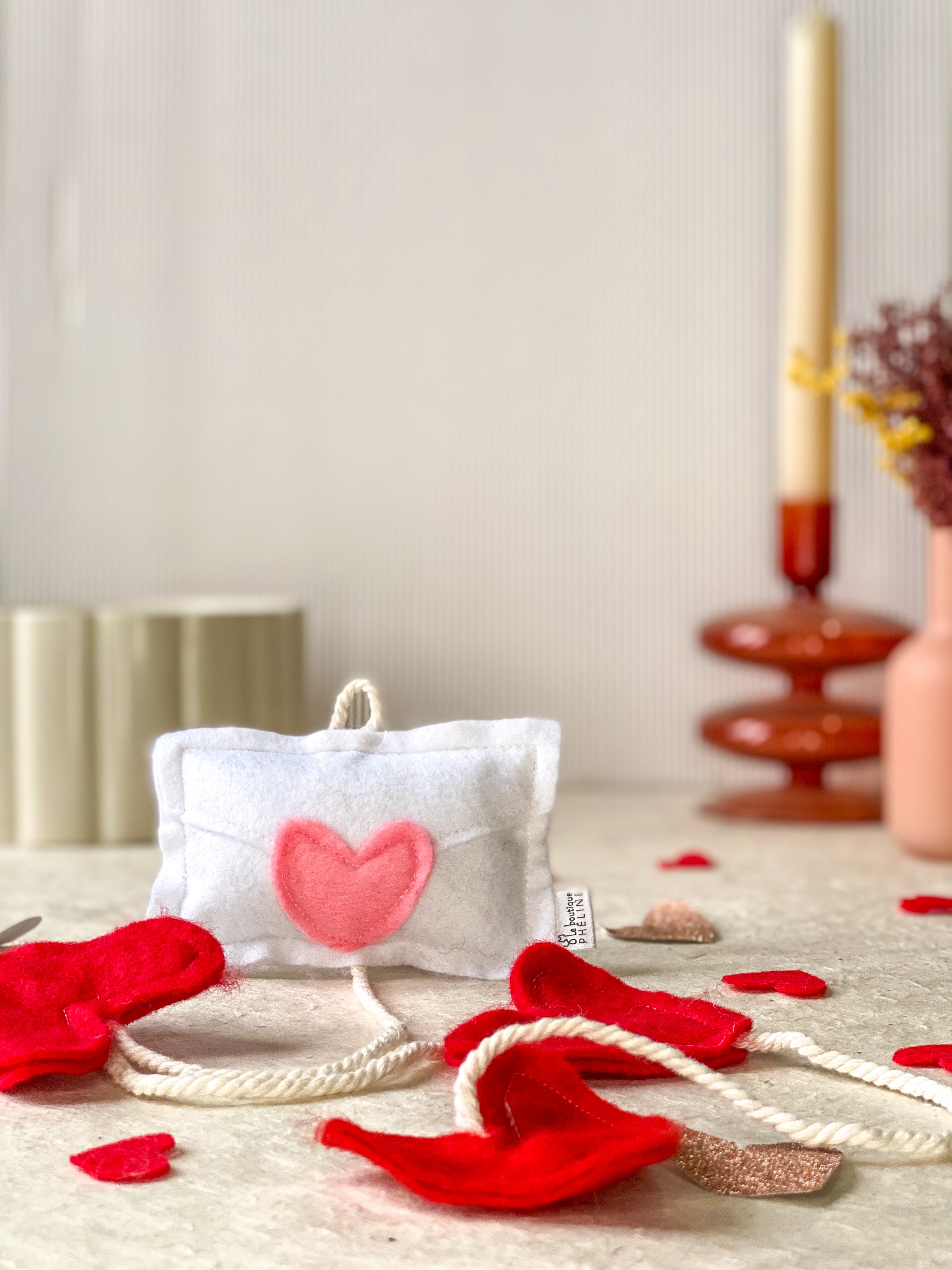 Canne à pêche pour chat Saint valentin  - Enveloppe coeur