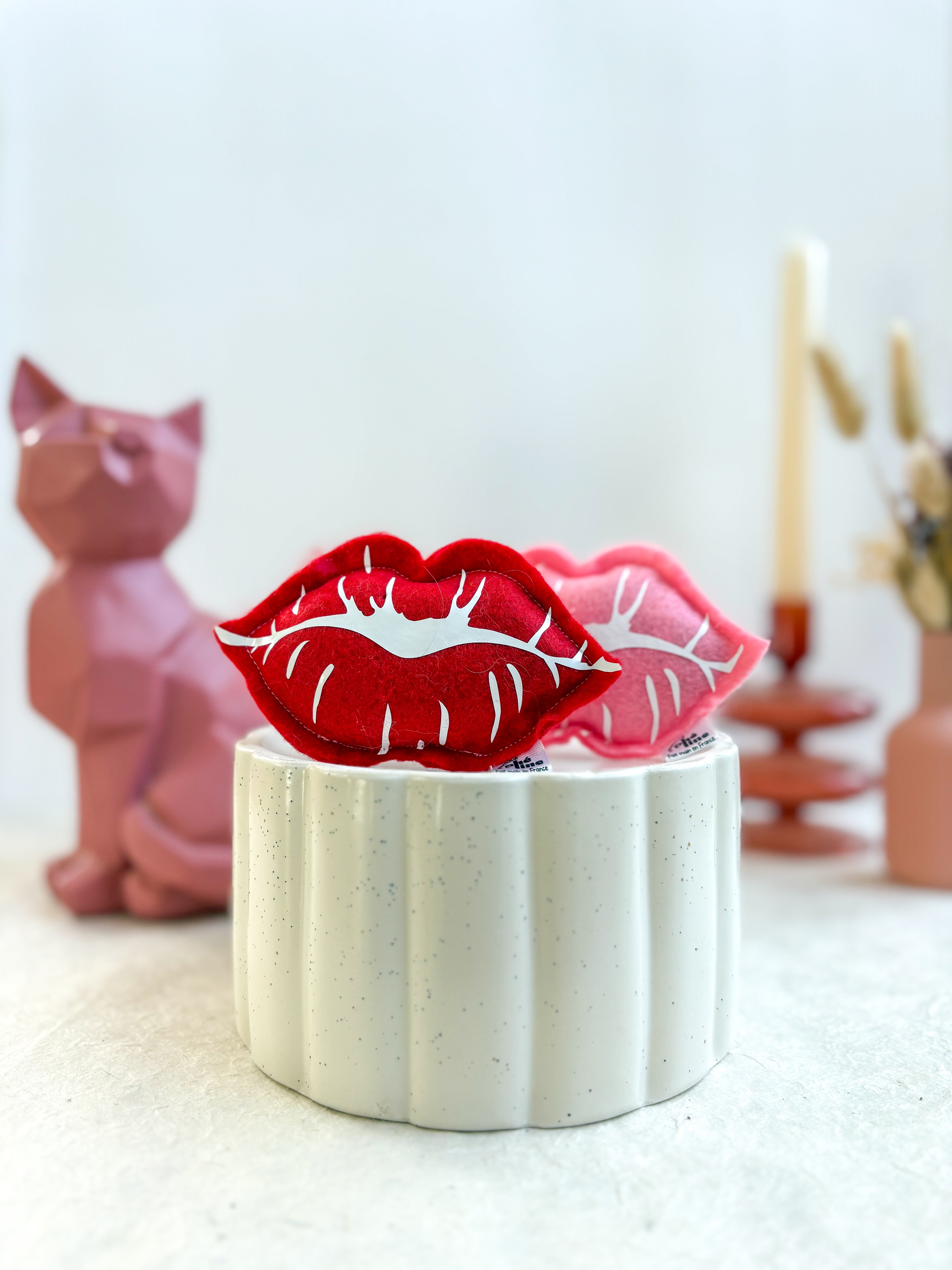 Jouet Saint valentin herbe à chat bio - Bisous